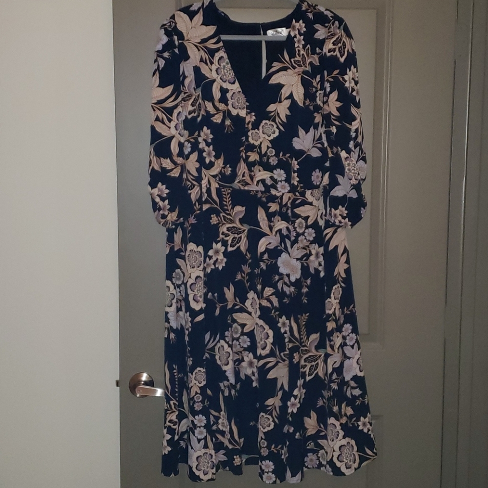 18W Floral Print Midi Dress